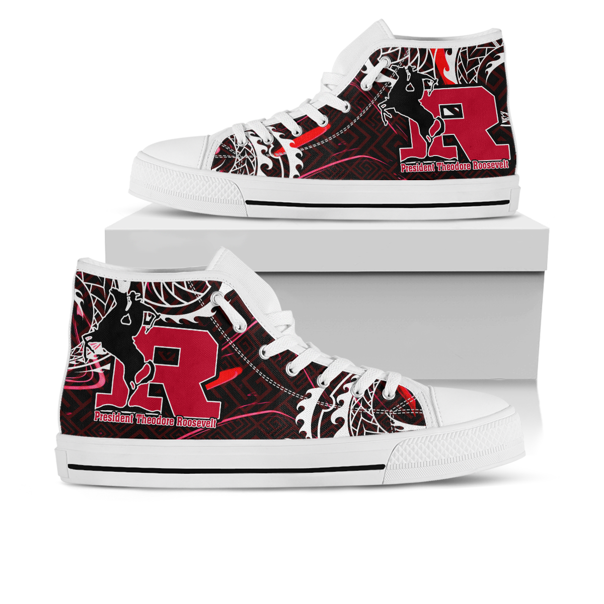 Hawaii High Top Shoes - President Theodore Roosevelt High School Polynesian Pattern
