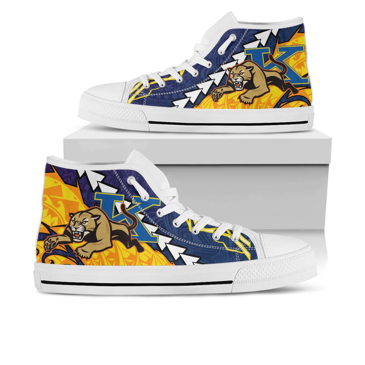 Hawaii High Top Shoes - Henry J. Kaiser High School Polynesian Tribal Pattern