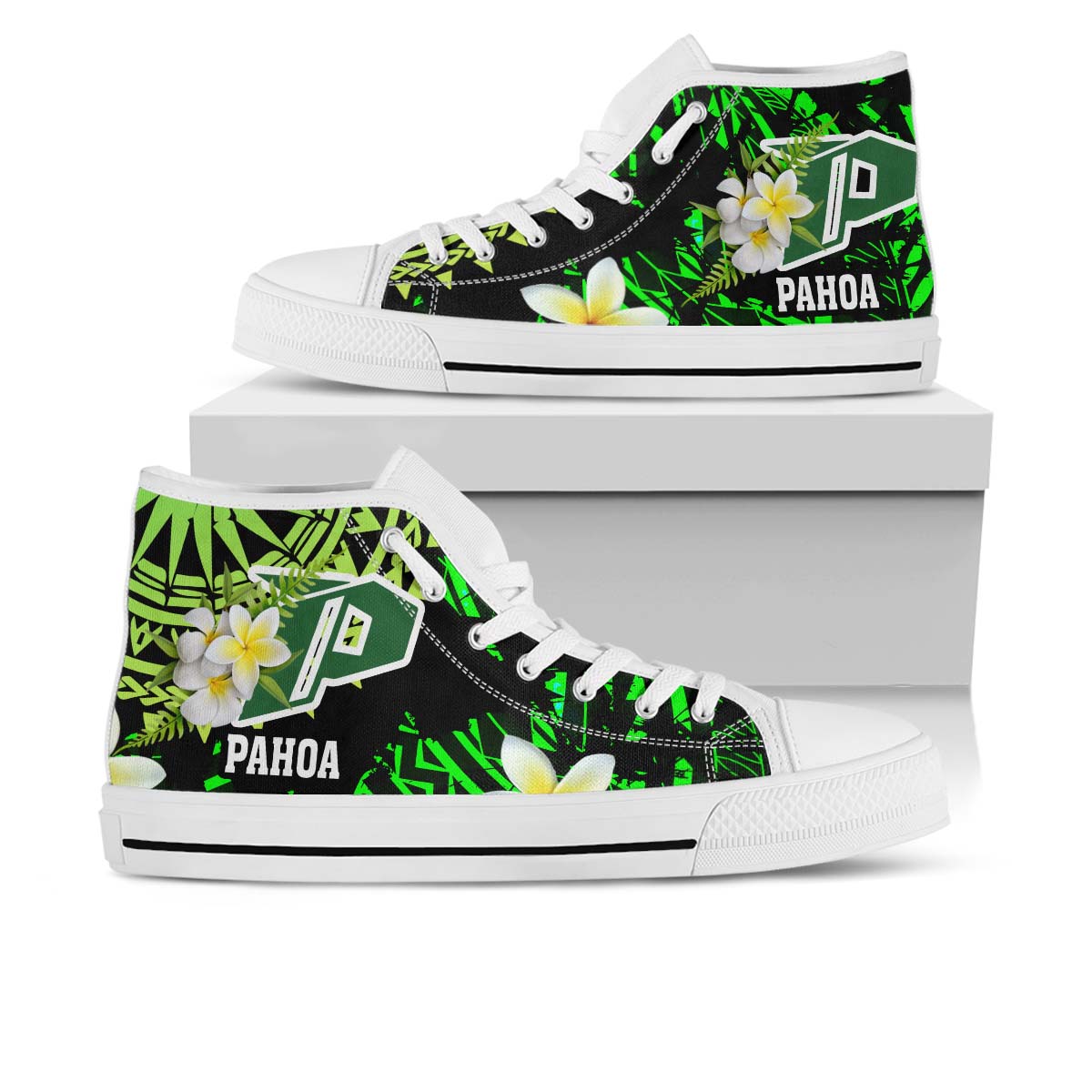 Hawaii High Top Shoes - Pahoa High & Intermediate School Polynesian Pattern
