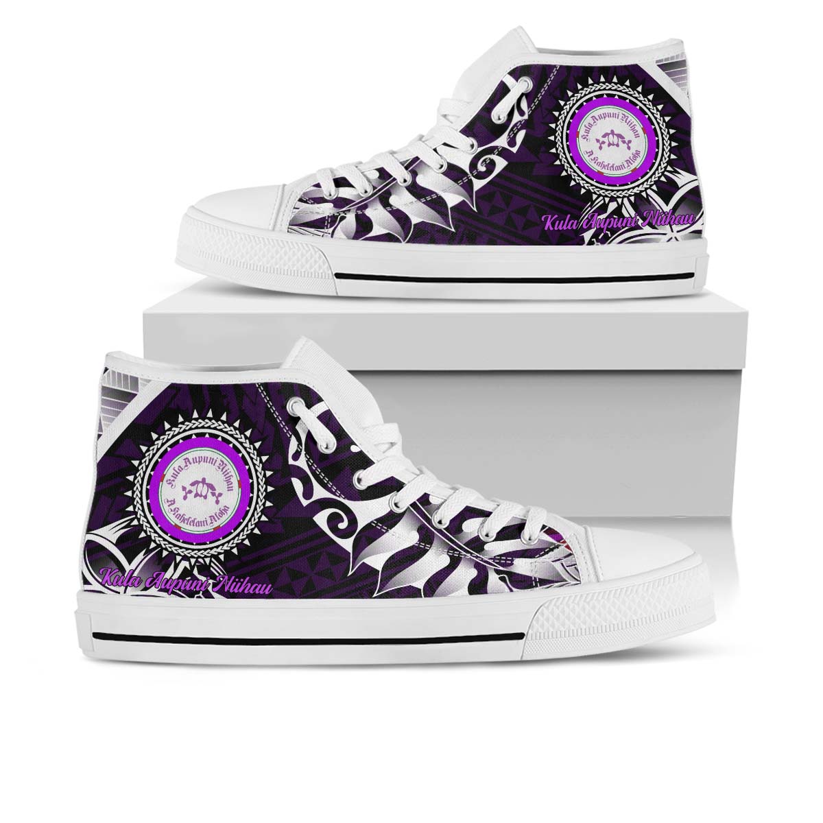 Hawaii High Top Shoes - Ni'ihau High and Elementary School Polynesian Pattern