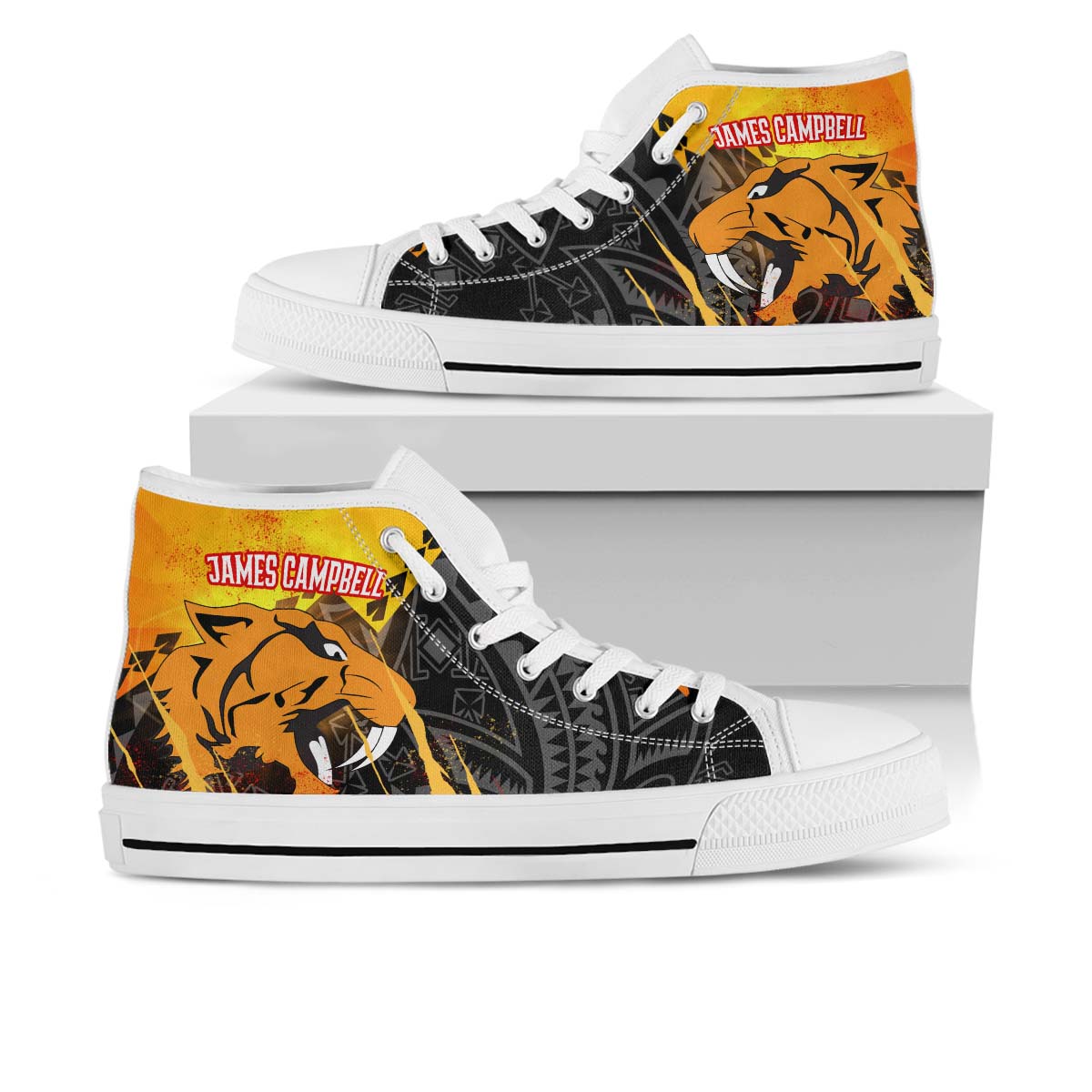 Hawaii High Top Shoes - James Campbell High School Polynesian Tribal Pattern