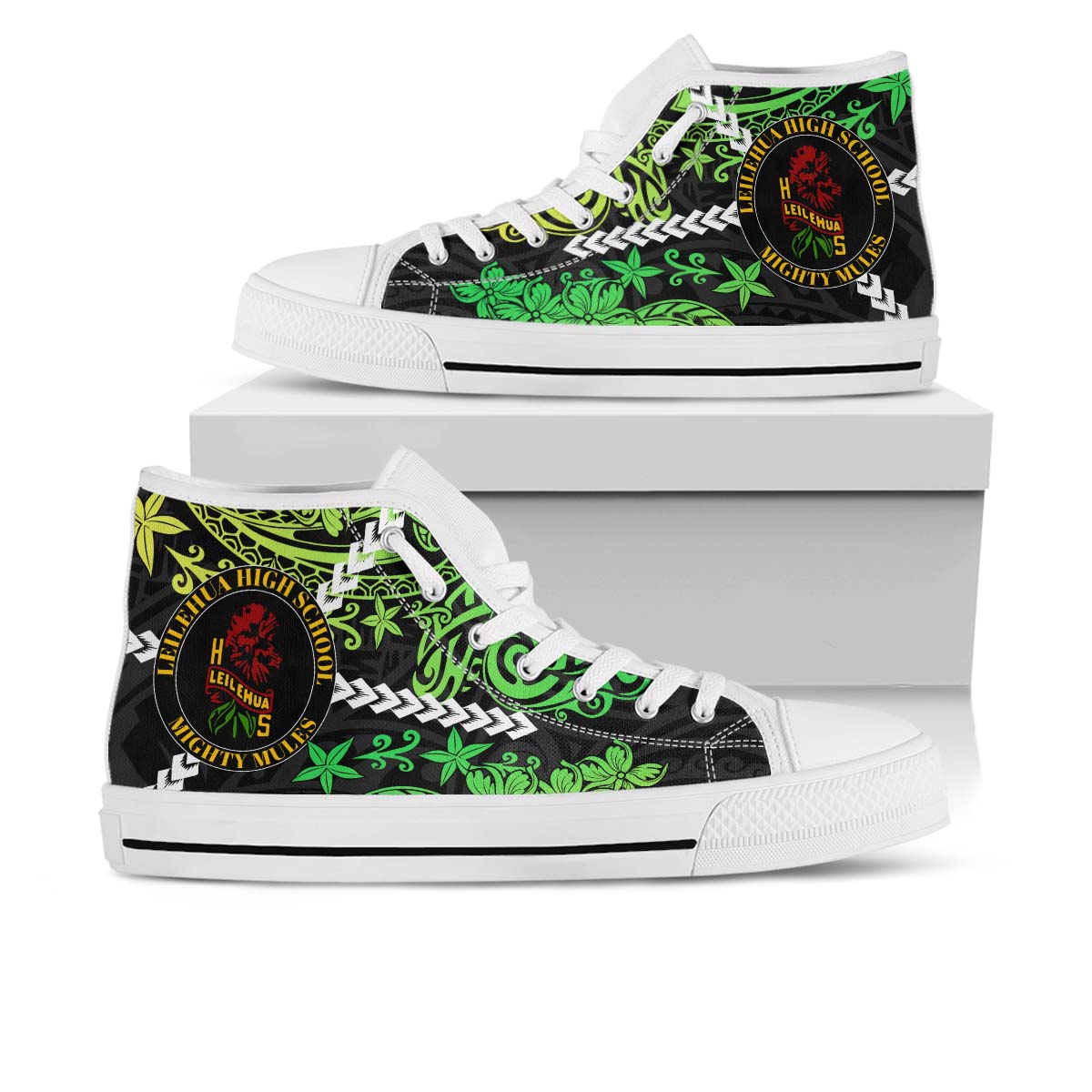 Hawaii High Top Shoes - Leilehua High School Polynesian Tribal Pattern