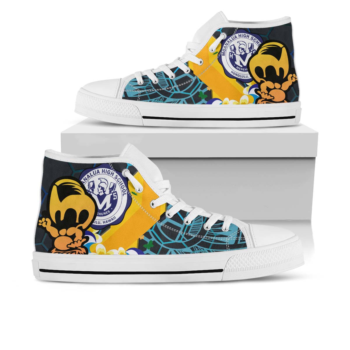 Hawaii High Top Shoes - Moanalua High School Polynesian Tribal Pattern