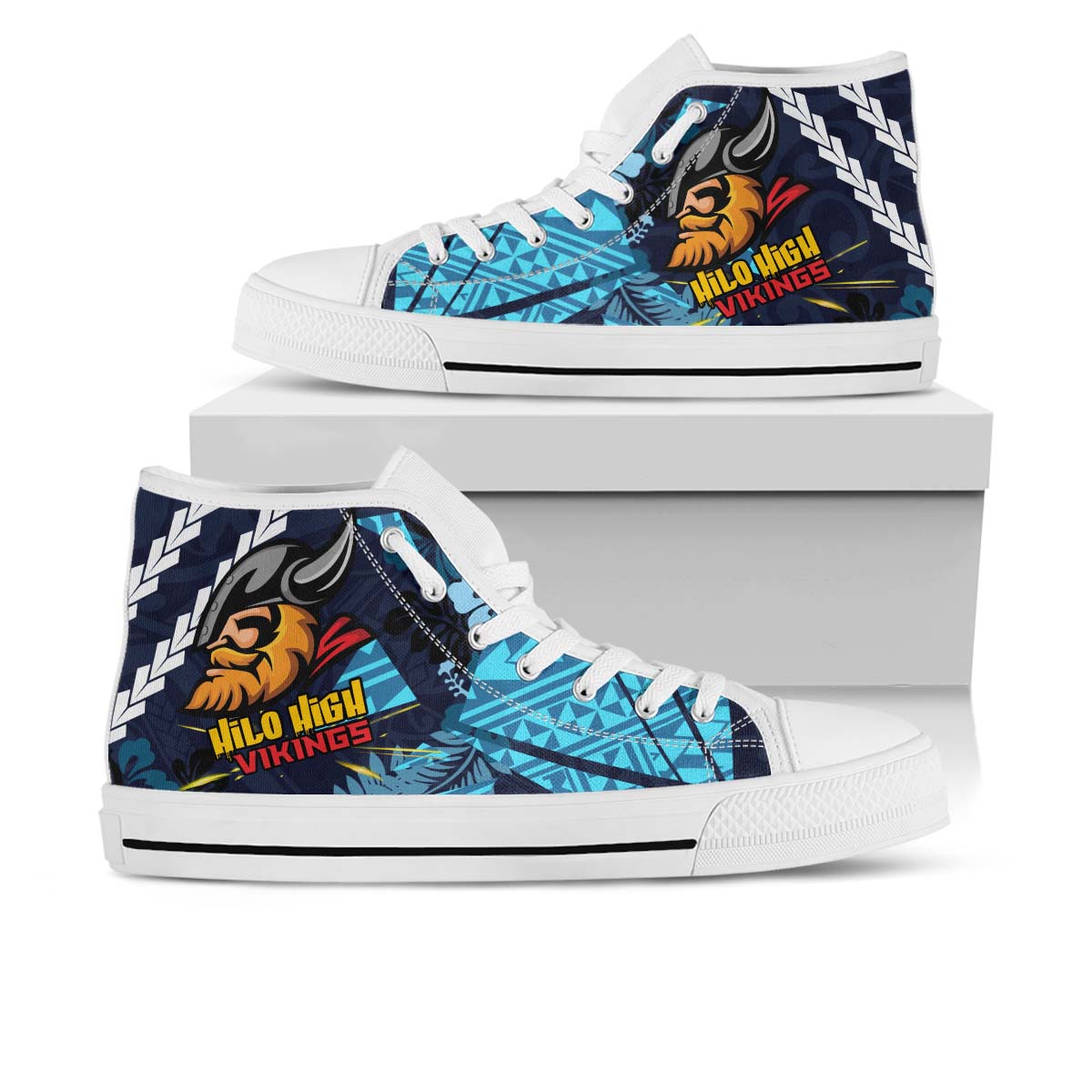 Hawaii High Top Shoes - Hilo High School Polynesian Viking Tribal Pattern