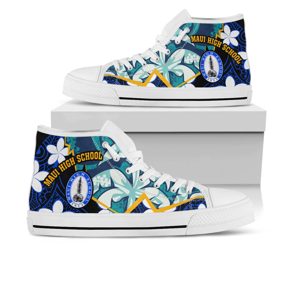 Hawaii High Top Shoes - Maui High School Polynesian Tribal Pattern