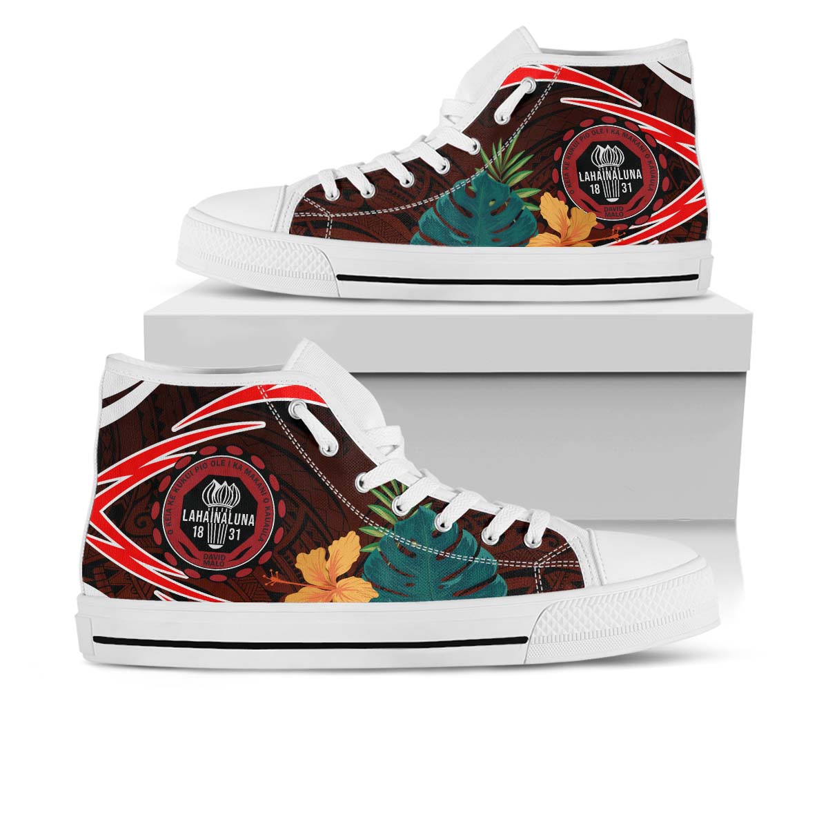 Hawaii High Top Shoes - Lahainaluna High School Polynesian Tribal Pattern