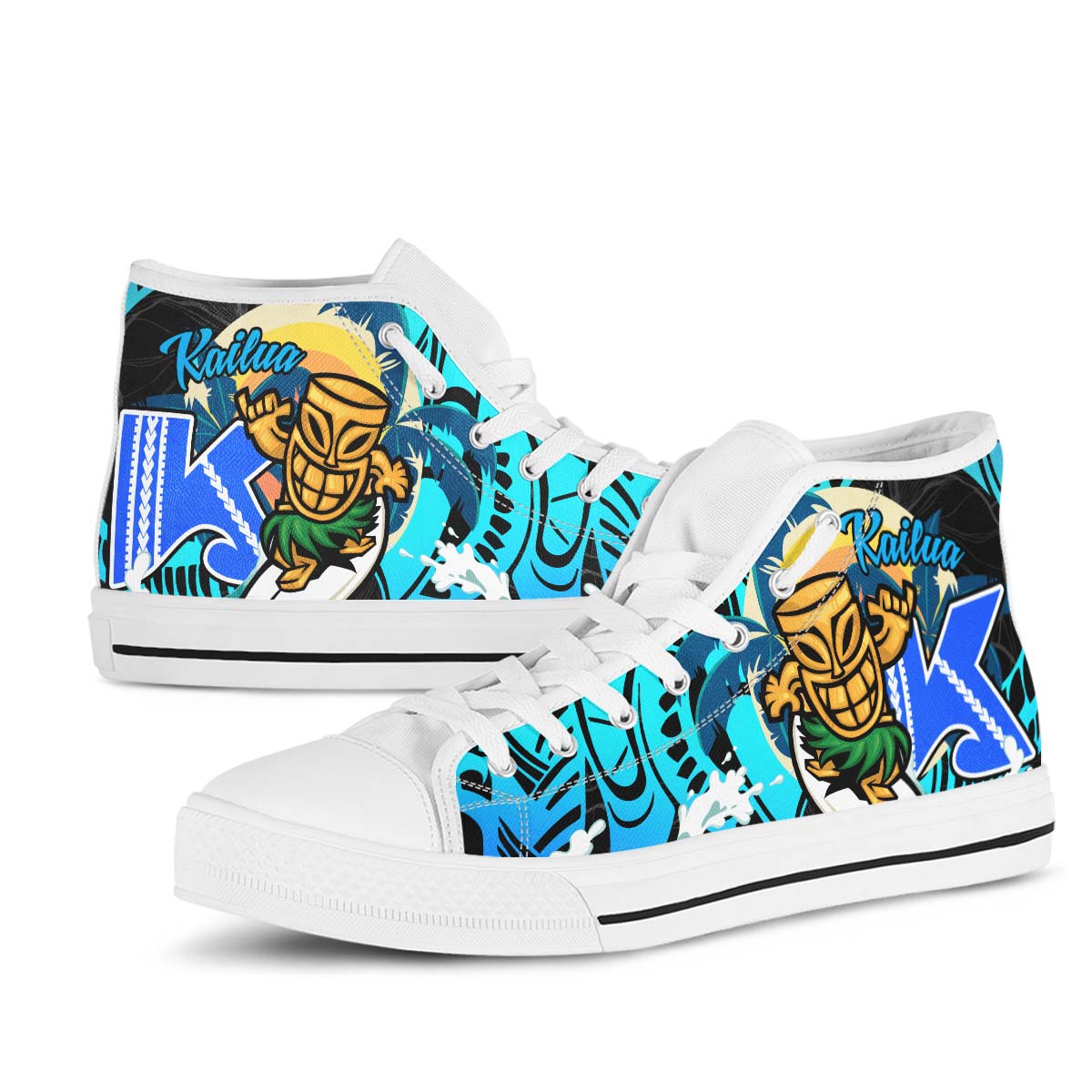 Hawaii High Top Shoes - Kailua High School Polynesian Tribal Pattern