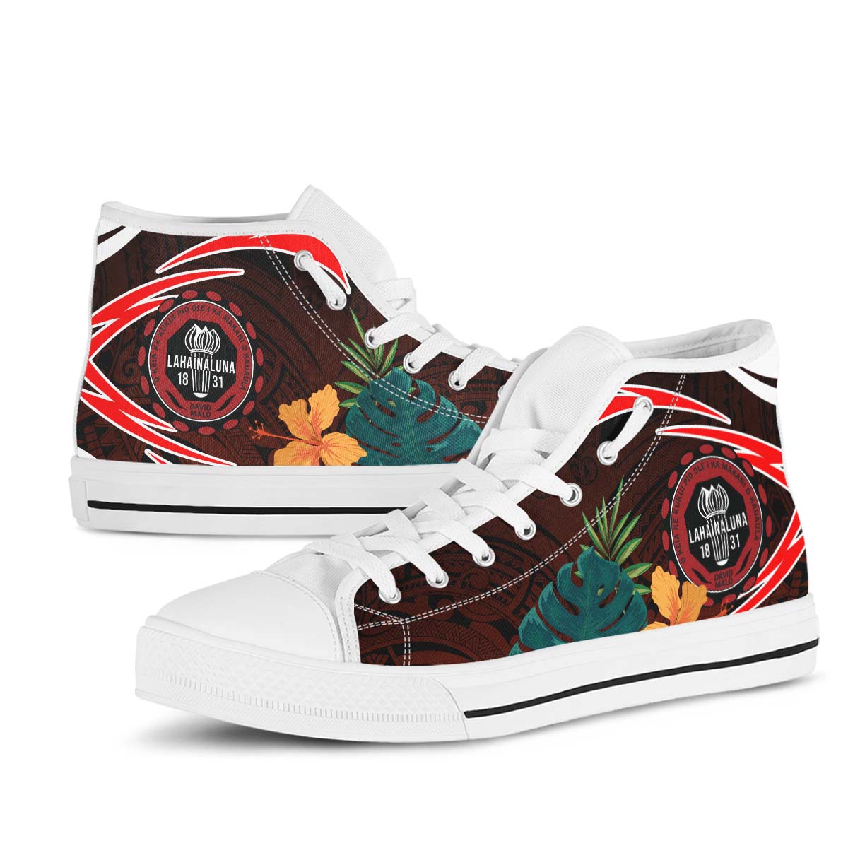 Hawaii High Top Shoes - Lahainaluna High School Polynesian Tribal Pattern