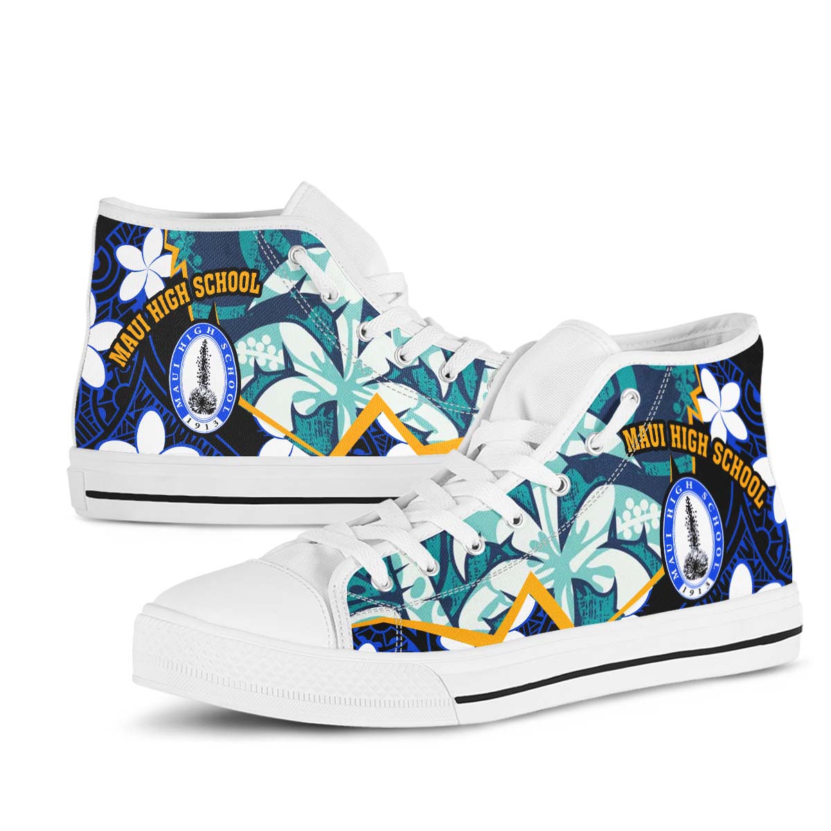 Hawaii High Top Shoes - Maui High School Polynesian Tribal Pattern