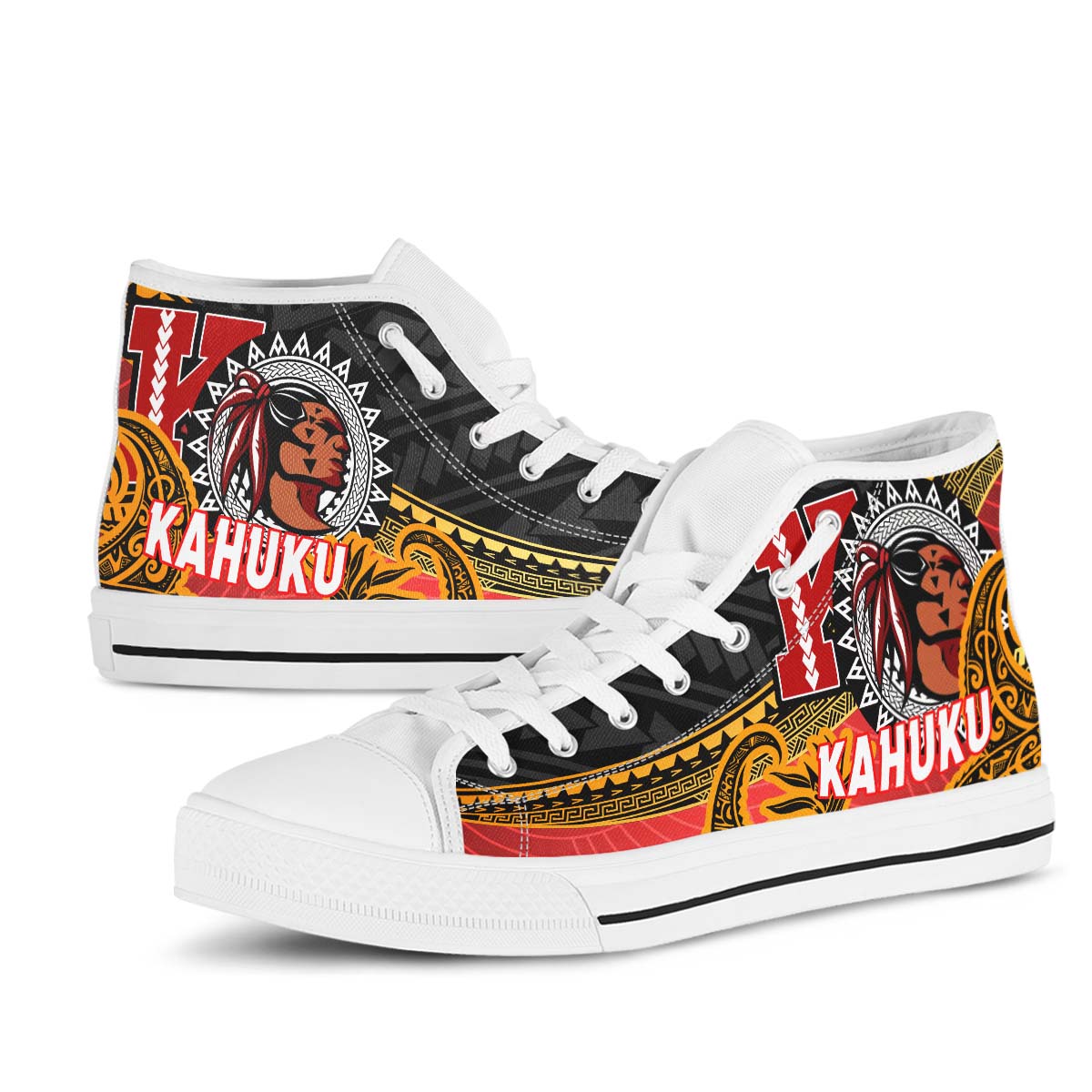 Hawaii High Top Shoes - Kahuku High & Intermediate School Polynesian Pattern