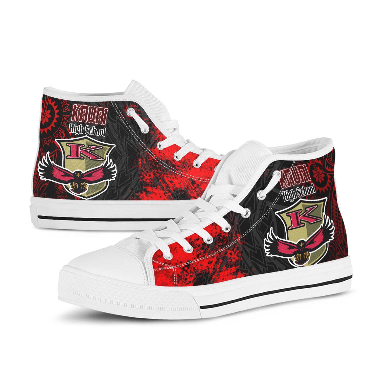 Hawaii High Top Shoes - Kaui High School Polynesian Tribal Pattern