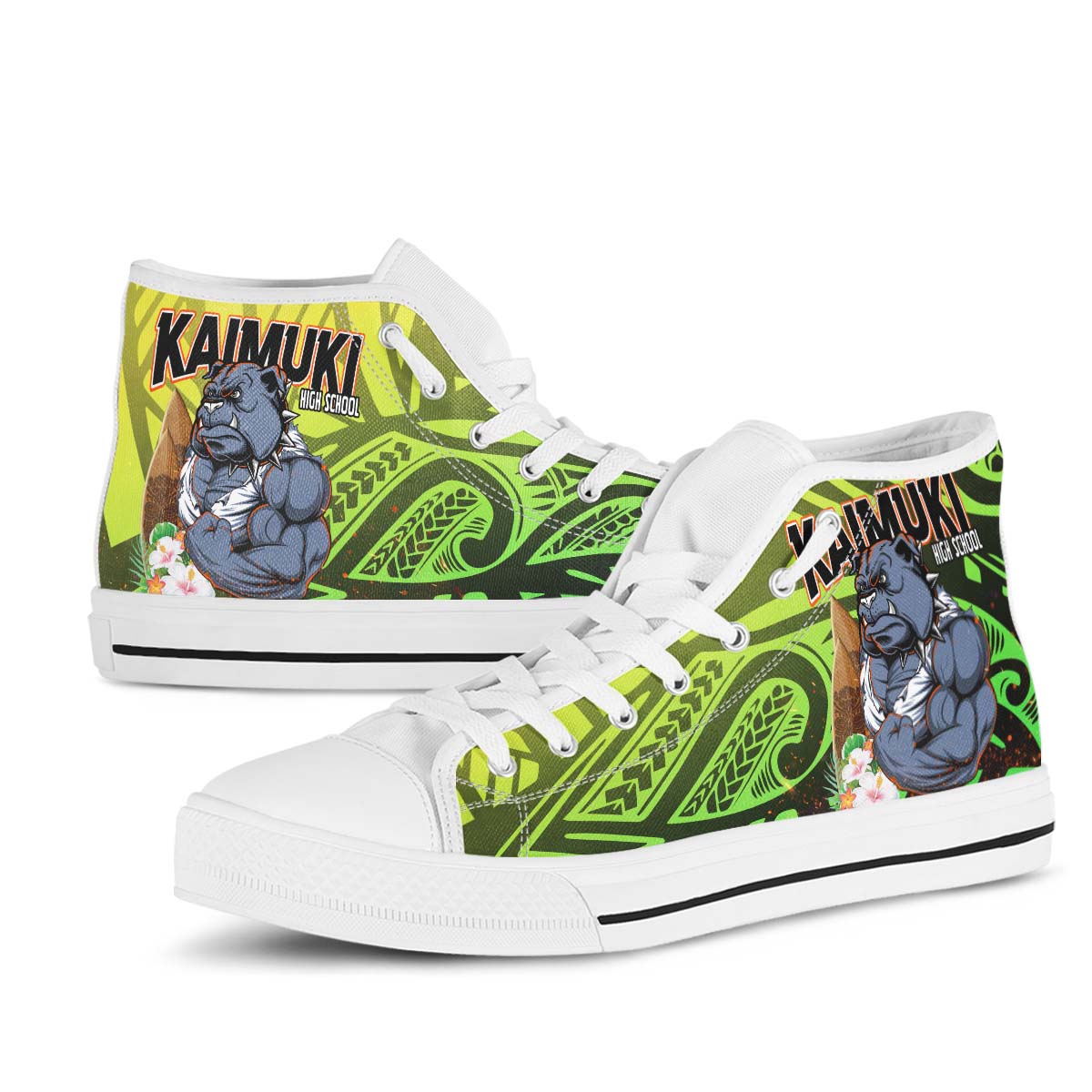 Hawaii High Top Shoes - Kaimuki High School Polynesian Tribal Pattern