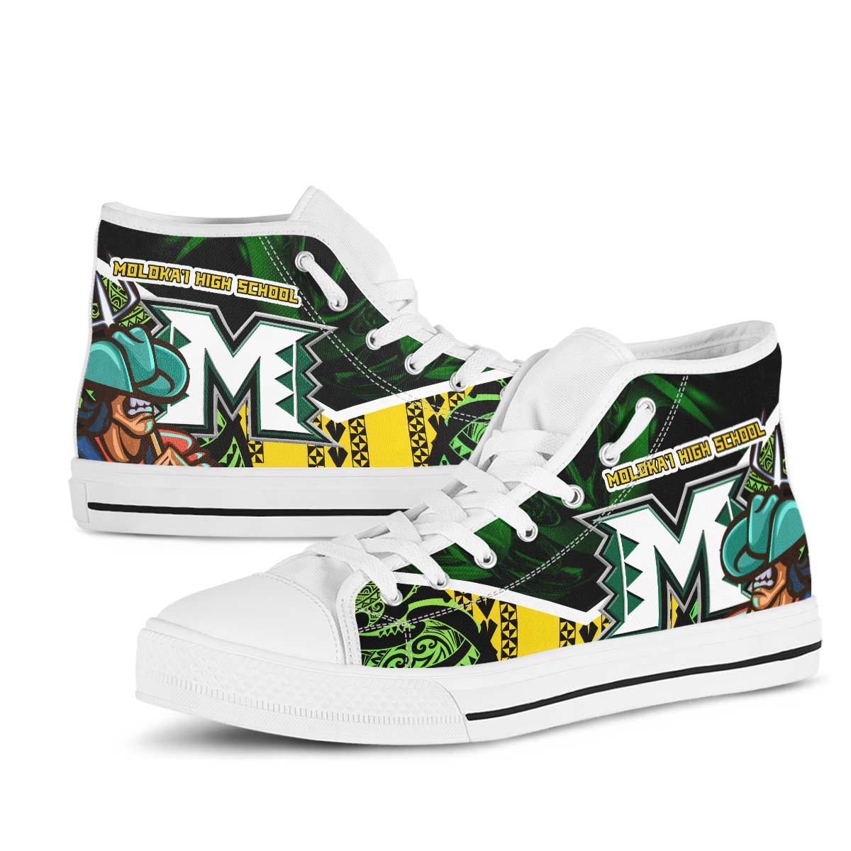 Hawaii High Top Shoes - Moloka��i High School Polynesian Tribal Pattern