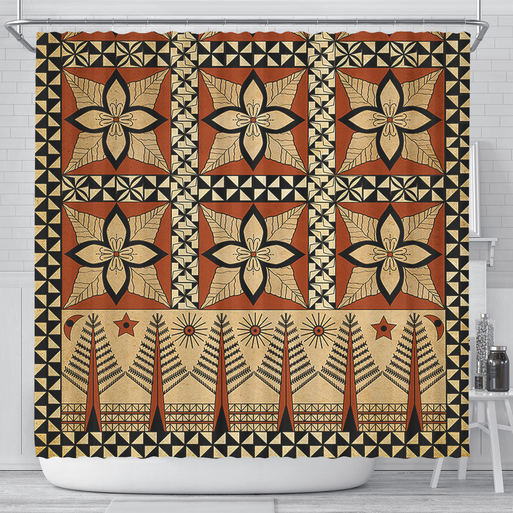 Tonga Shower Curtain Tapa Motif