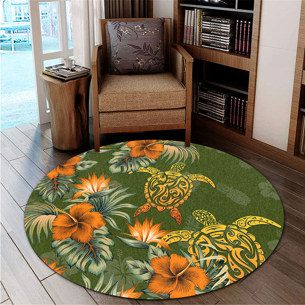 Polynesian Round Rug Polynesian Tropical Summer