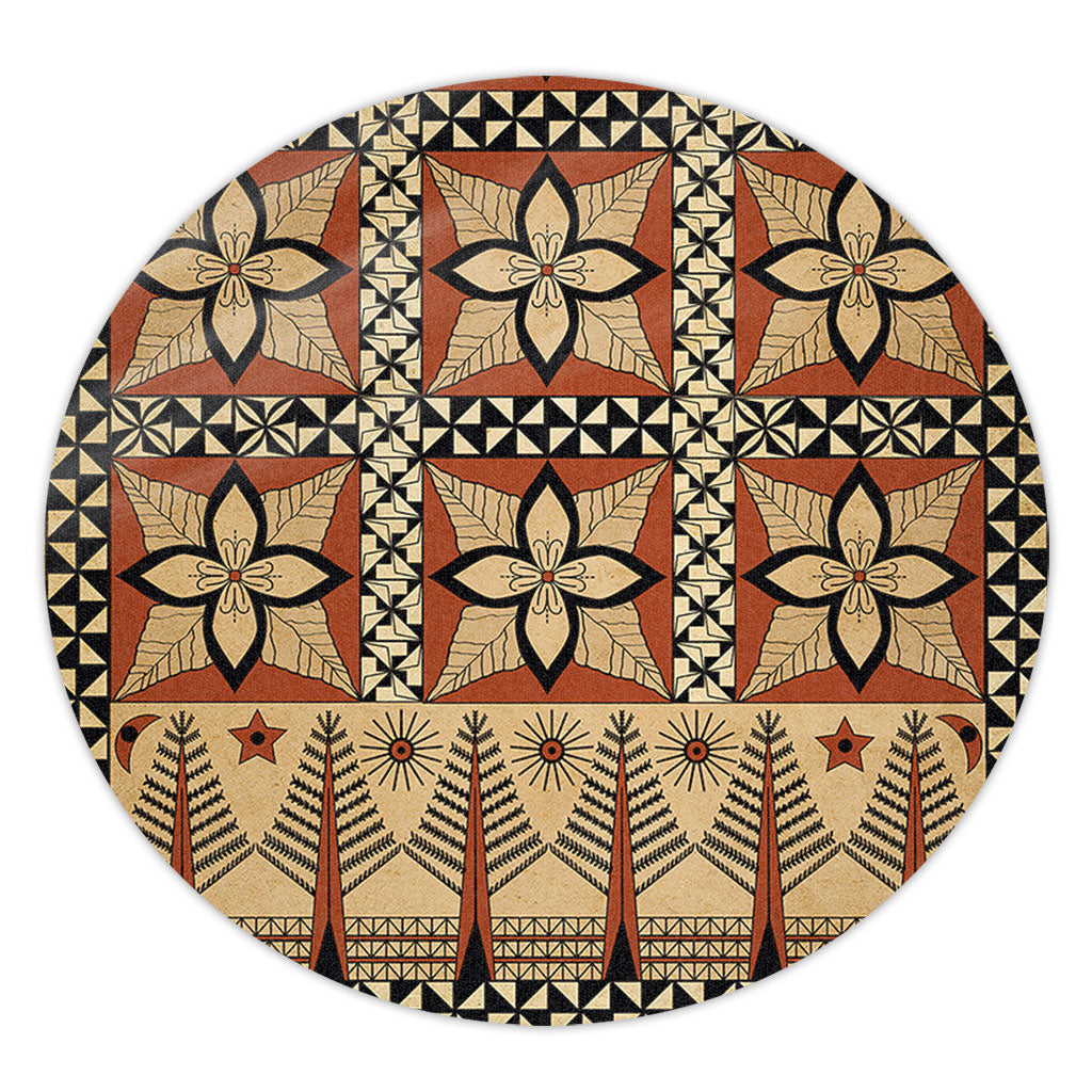 Tonga Round Rug Tapa Motif