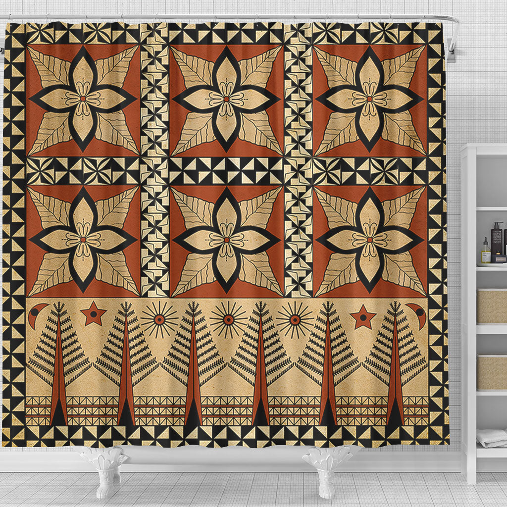 Tonga Shower Curtain Tapa Motif