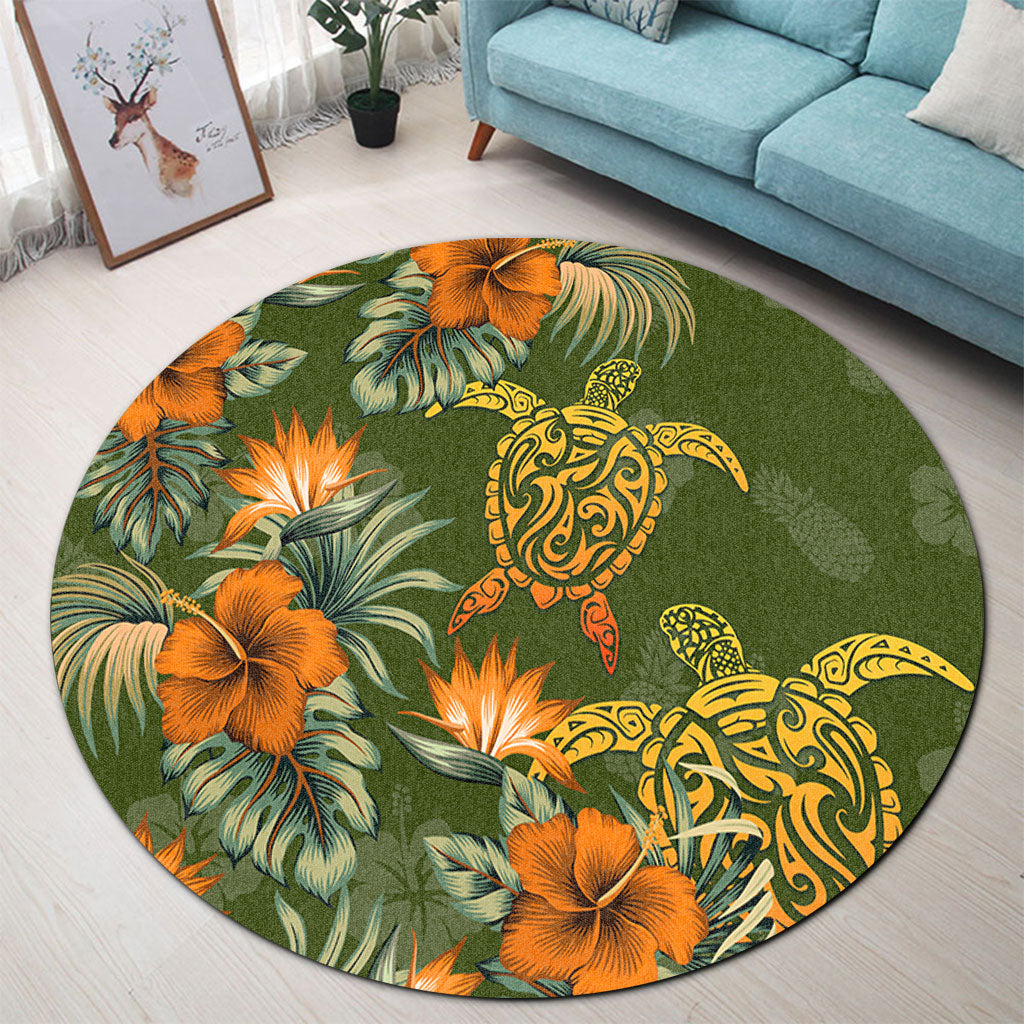 Polynesian Round Rug Polynesian Tropical Summer