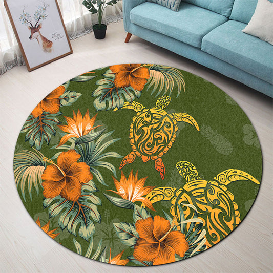 Polynesian Round Rug Polynesian Tropical Summer