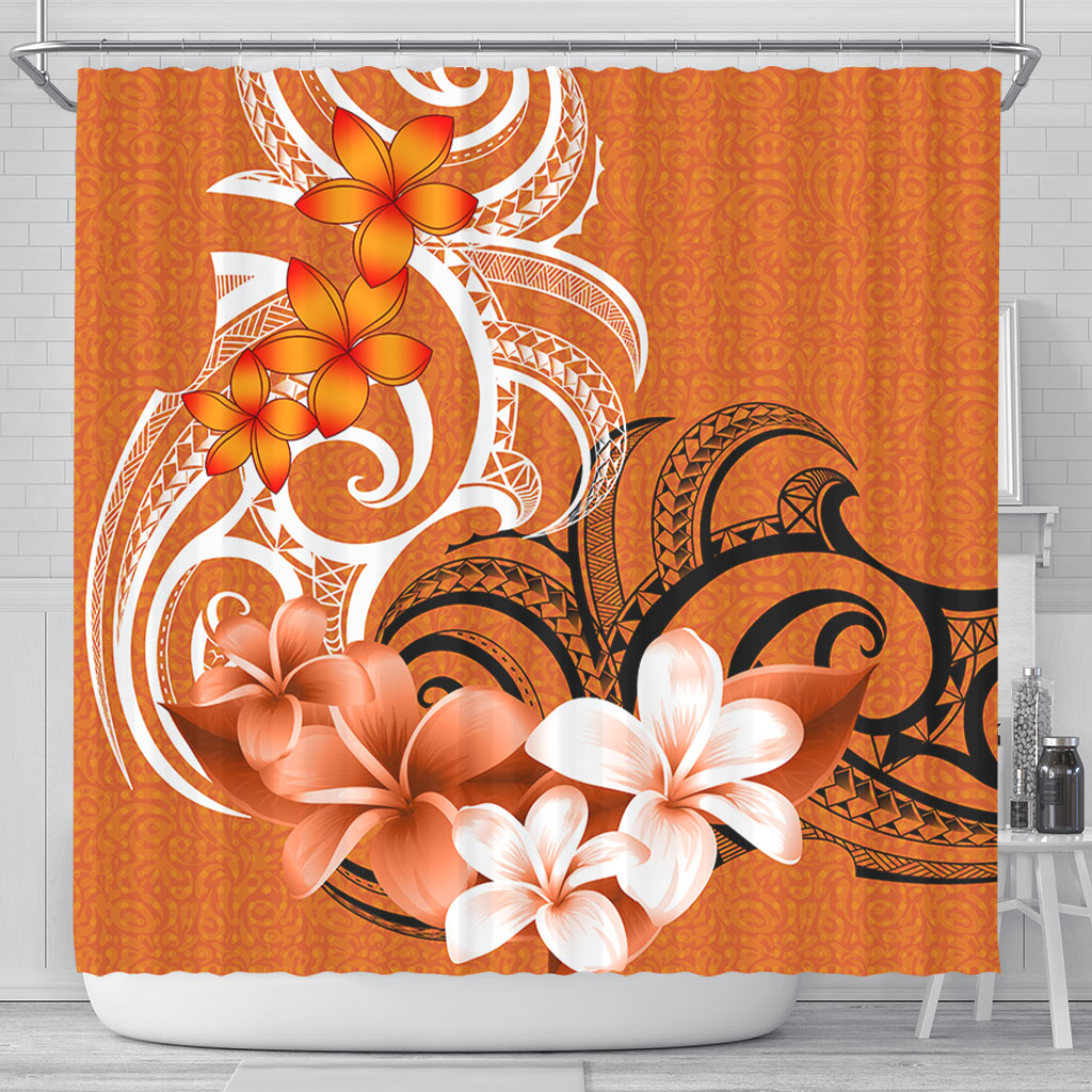 Polynesian Shower Curtain Polynesian Floral Spirit Orange