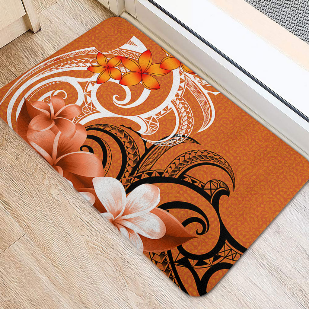 Polynesian Door Mat Polynesian Floral Spirit Orange