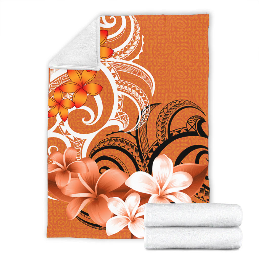 Polynesian Premium Blanket Polynesian Floral Spirit Orange