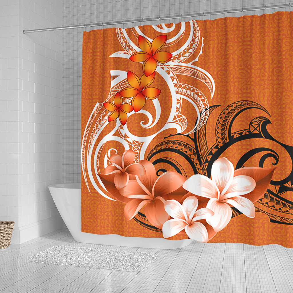 Polynesian Shower Curtain Polynesian Floral Spirit Orange