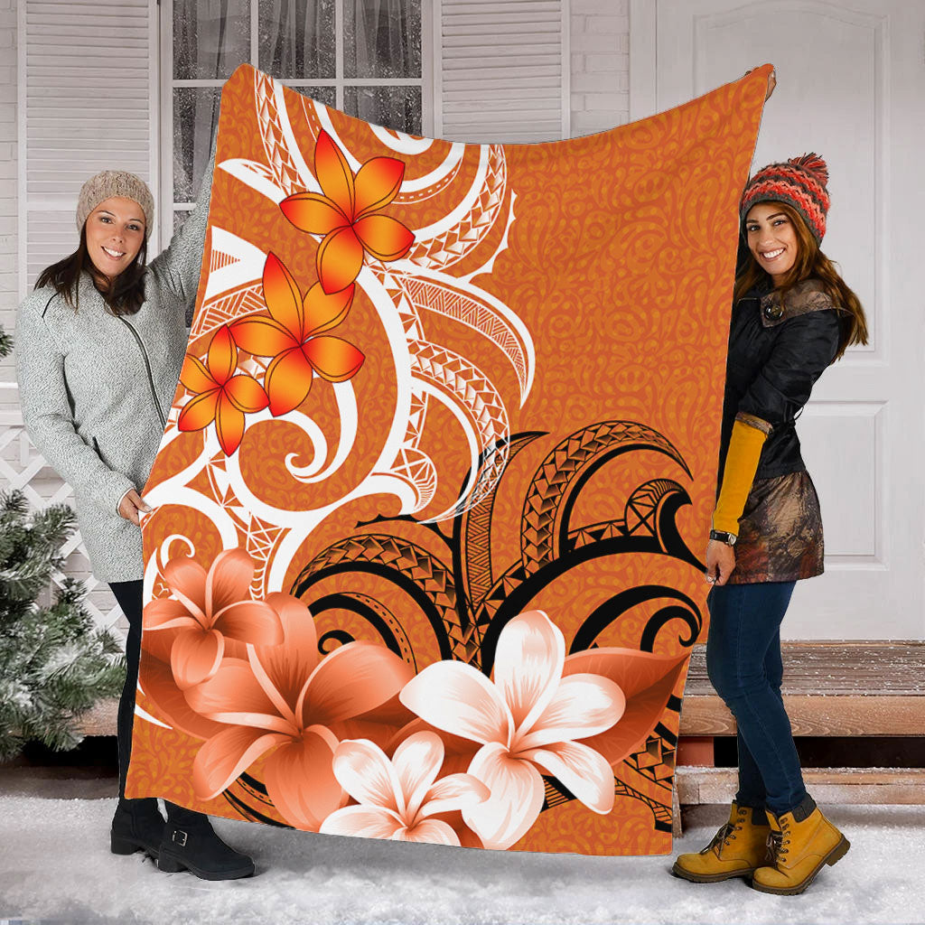 Polynesian Premium Blanket Polynesian Floral Spirit Orange