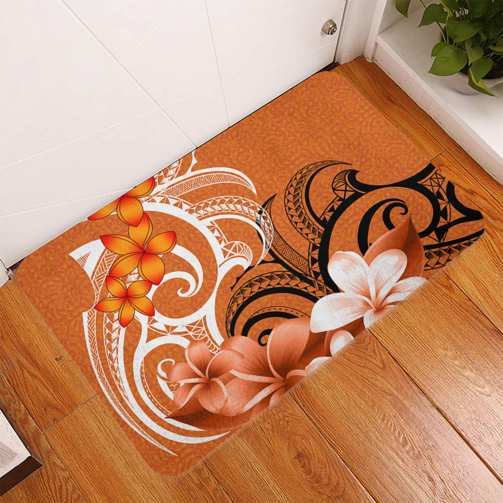 Polynesian Door Mat Polynesian Floral Spirit Orange