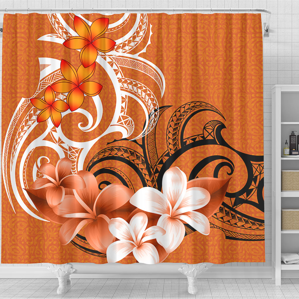 Polynesian Shower Curtain Polynesian Floral Spirit Orange