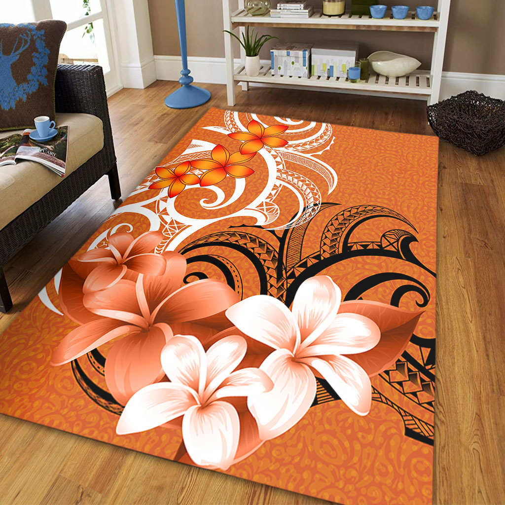 Polynesian Area Rug Polynesian Floral Spirit Orange