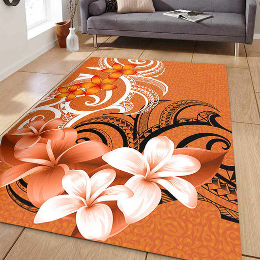 Polynesian Area Rug Polynesian Floral Spirit Orange