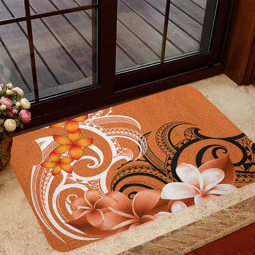 Polynesian Door Mat Polynesian Floral Spirit Orange