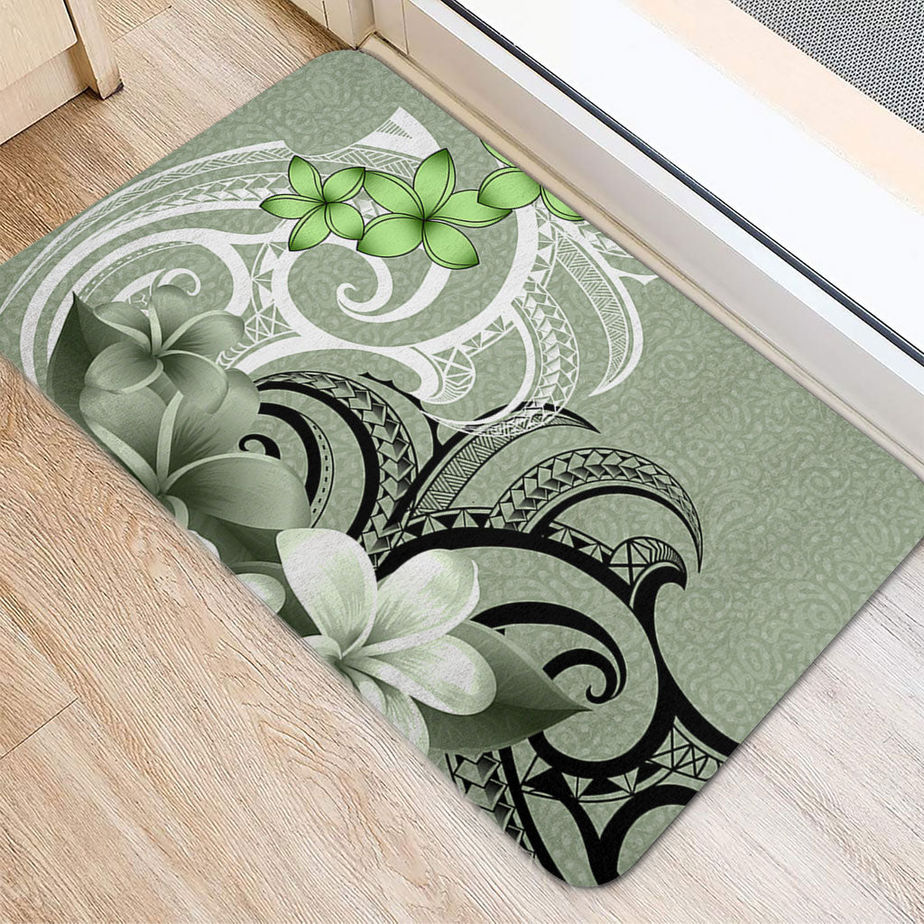 Polynesian Door Mat Polynesian Floral Spirit Sage Green