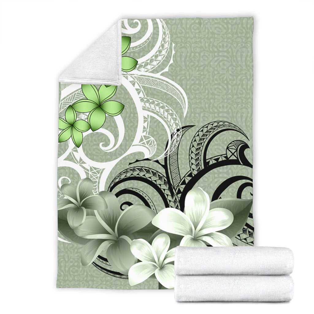 Polynesian Premium Blanket Polynesian Floral Spirit Sage Green
