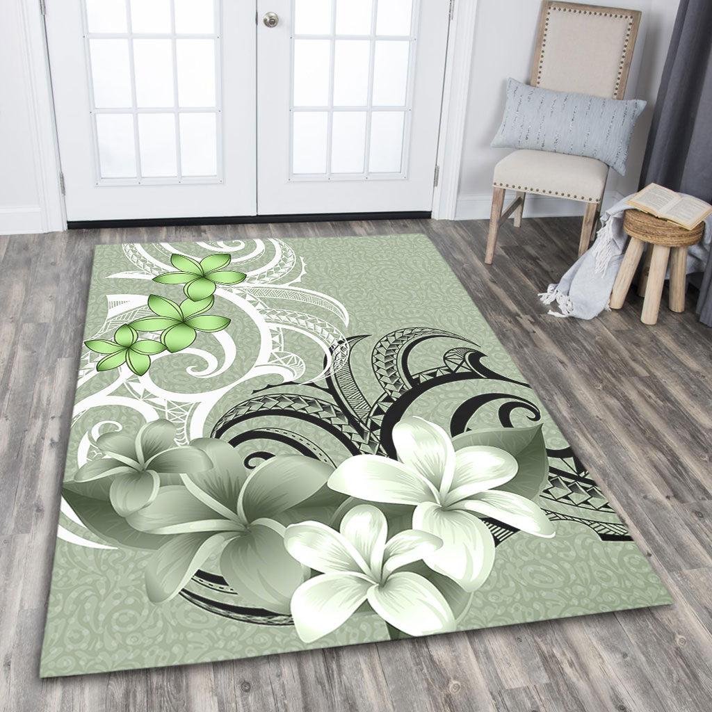 Polynesian Area Rug Polynesian Floral Spirit Sage Green