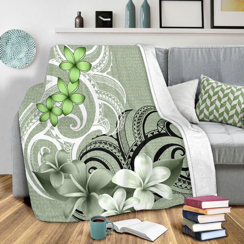 Polynesian Premium Blanket Polynesian Floral Spirit Sage Green