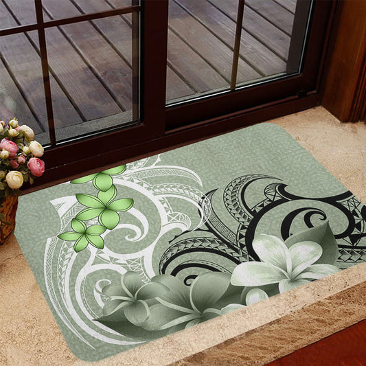 Polynesian Door Mat Polynesian Floral Spirit Sage Green