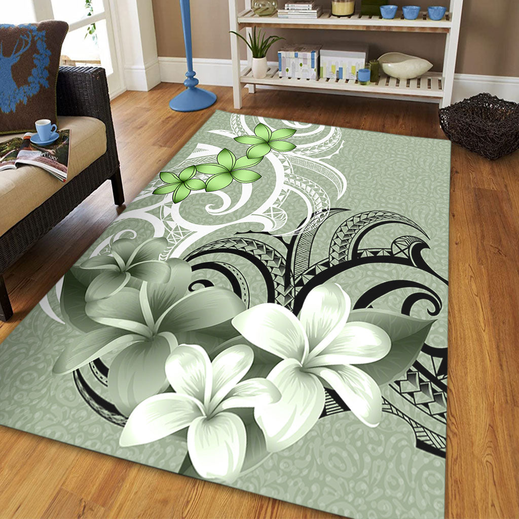 Polynesian Area Rug Polynesian Floral Spirit Sage Green