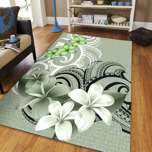 Polynesian Area Rug Polynesian Floral Spirit Sage Green