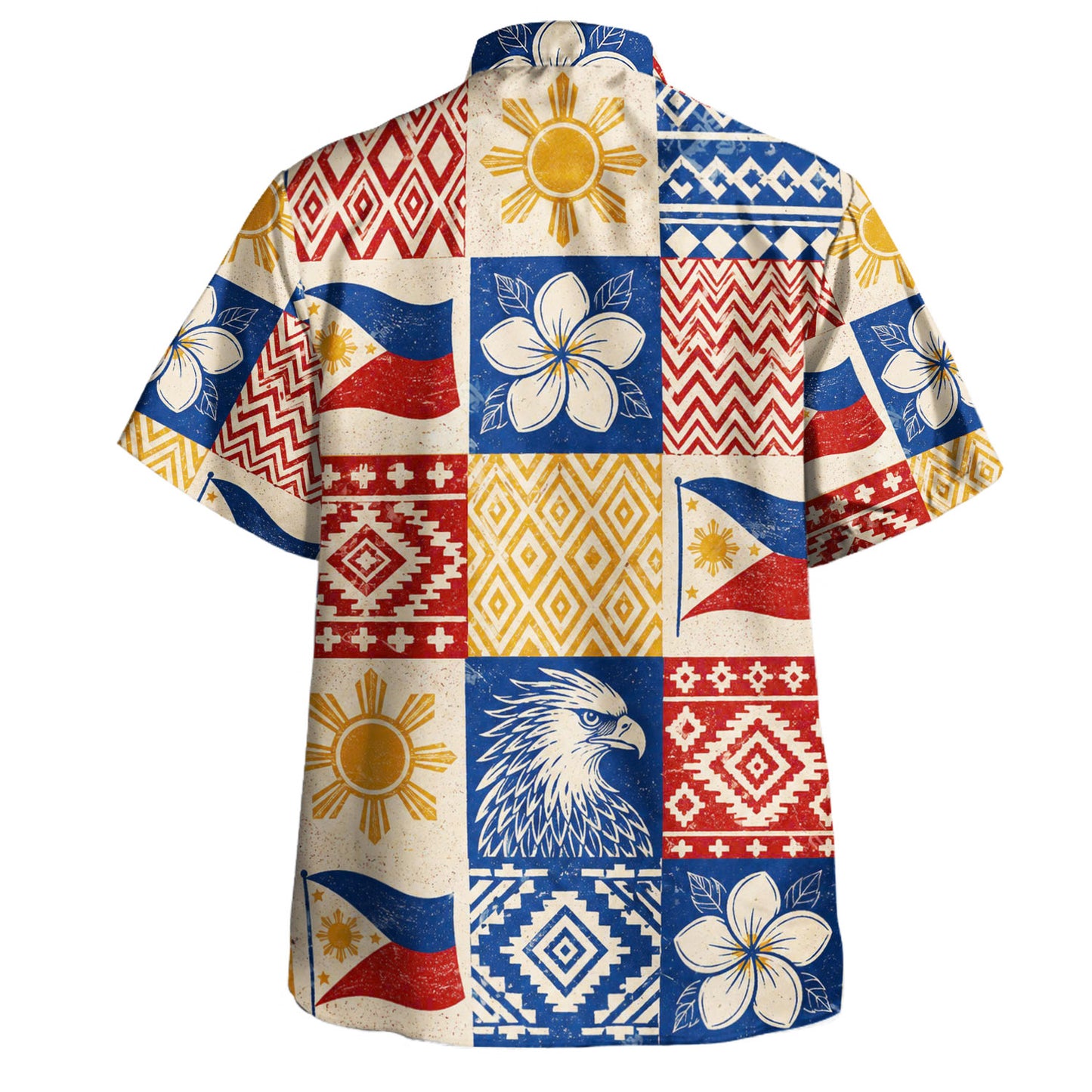 Philippines Filipinos Hawaiian Shirt Eagle Sun Flag Sampaguita Geometric Quilt Style