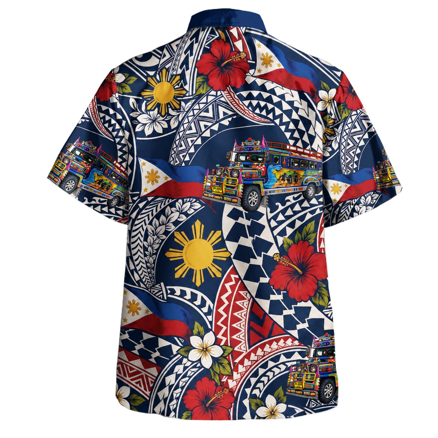 Philippines Filipinos Hawaiian Shirt Jeepney Sun Flag Floral Tribal Style