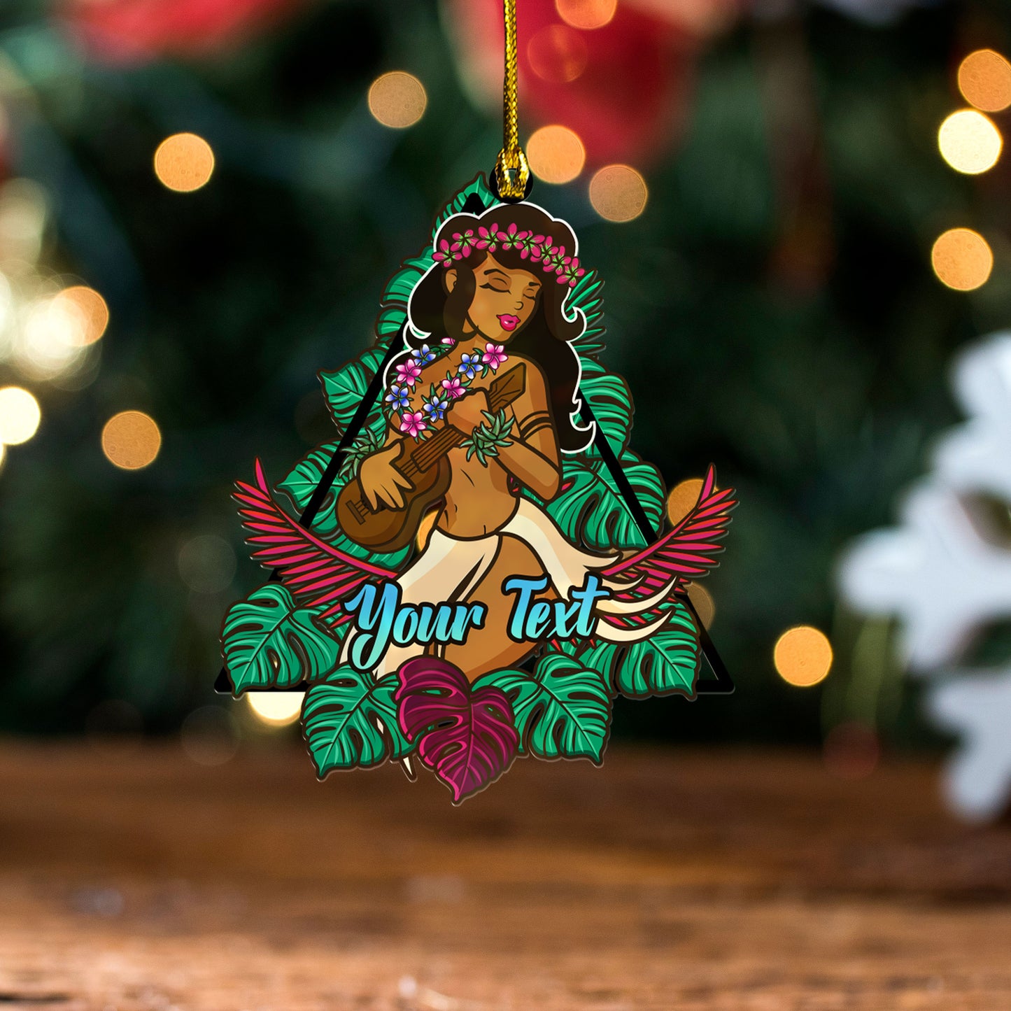 Hawaii Acrylic And Wooden Ornament Hula Girls Tropical Style