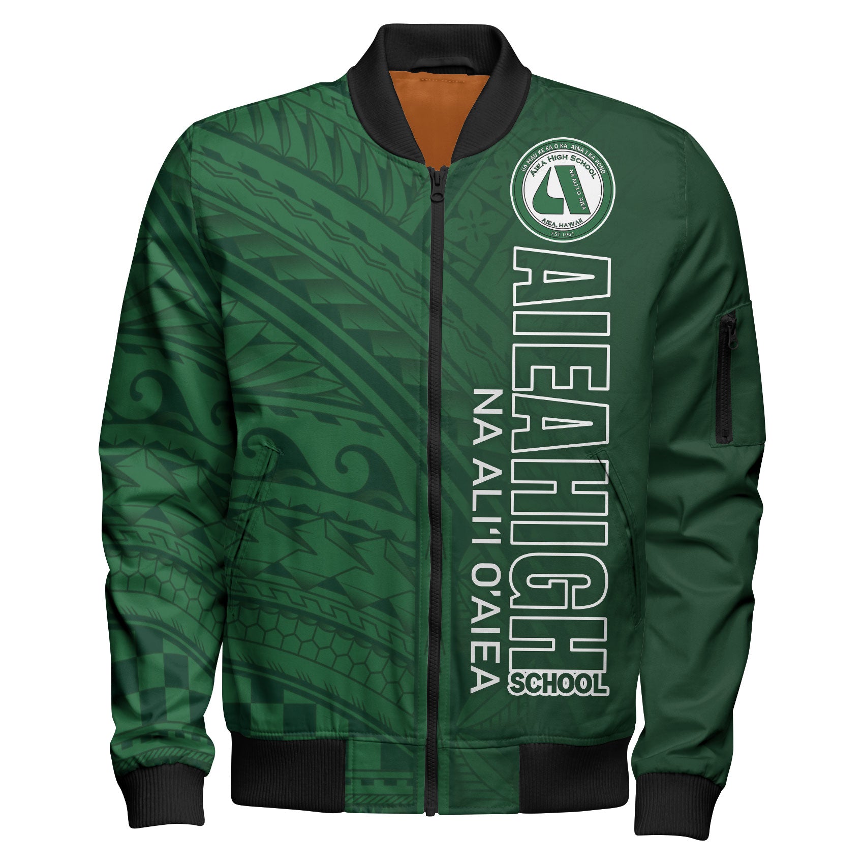 Hawaii Aiea High School Bomber Jacket - Na Ali'i  O'aiea Hawaii Patterns