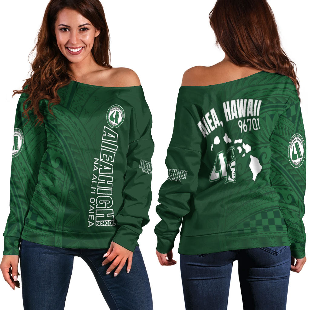 Hawaii Aiea High School Off Shoulder Sweatshirt - Na Ali'i  O'aiea Hawaii Patterns