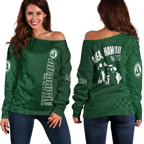 Hawaii Aiea High School Off Shoulder Sweatshirt - Na Ali'i  O'aiea Hawaii Patterns