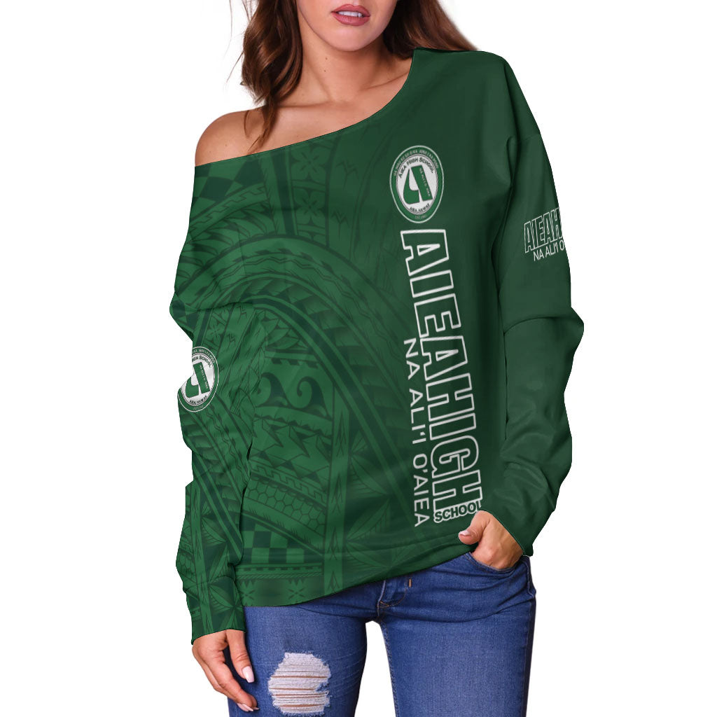 Hawaii Aiea High School Off Shoulder Sweatshirt - Na Ali'i  O'aiea Hawaii Patterns