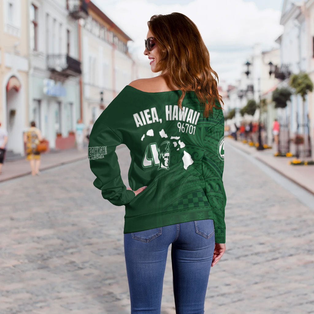Hawaii Aiea High School Off Shoulder Sweatshirt - Na Ali'i  O'aiea Hawaii Patterns