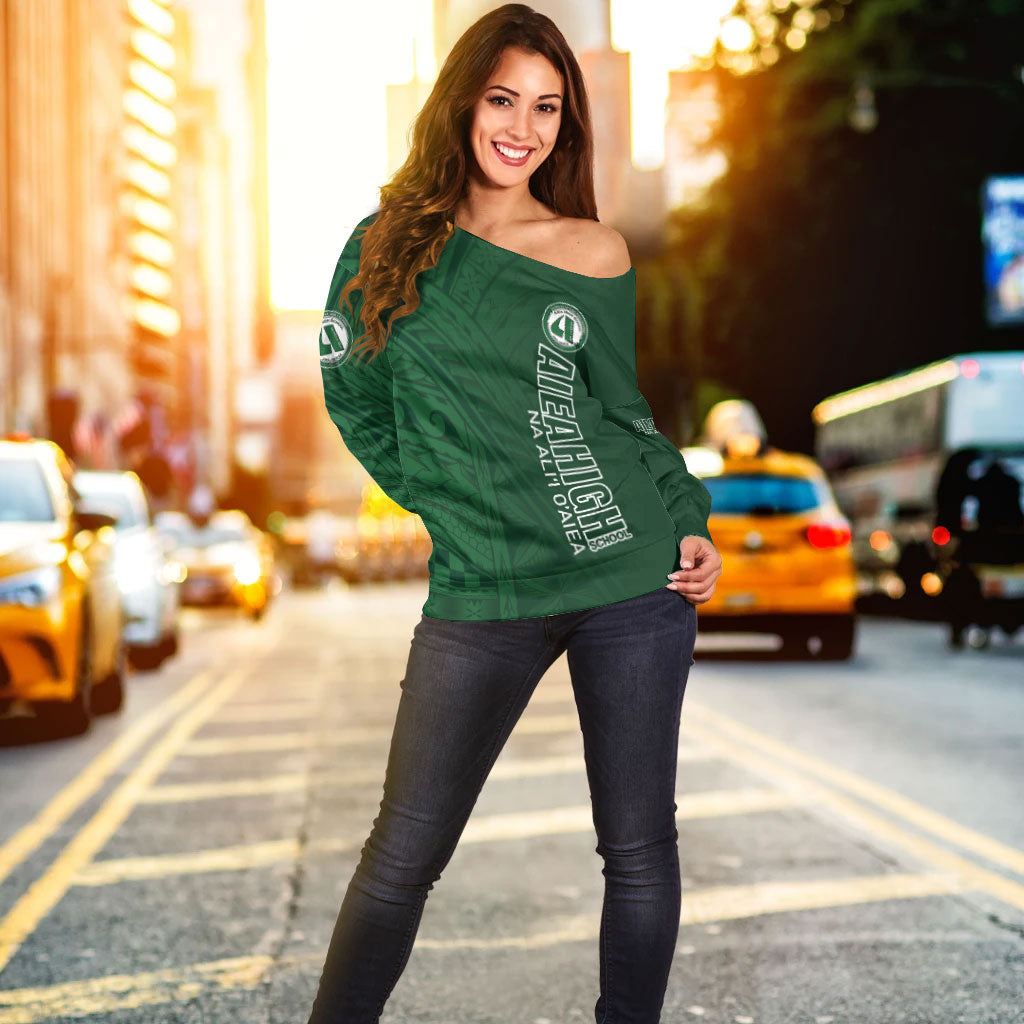 Hawaii Aiea High School Off Shoulder Sweatshirt - Na Ali'i  O'aiea Hawaii Patterns