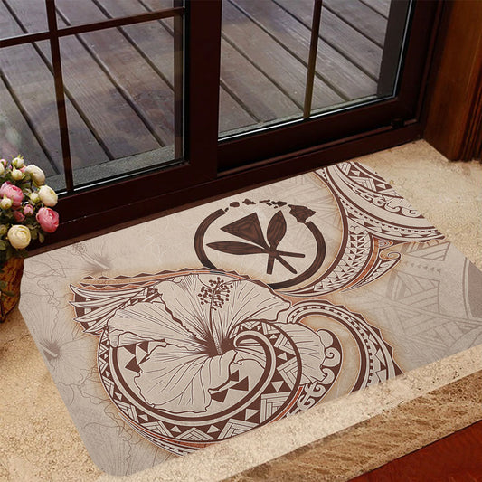 Hawaii Door Mat Hibiscus Flower Vintage Style